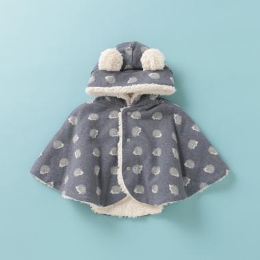 オーガニックコットン 裏ボア ジャカードマント【日本製】