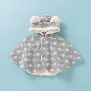 オーガニックコットン 裏ボア ジャカードマント【日本製】