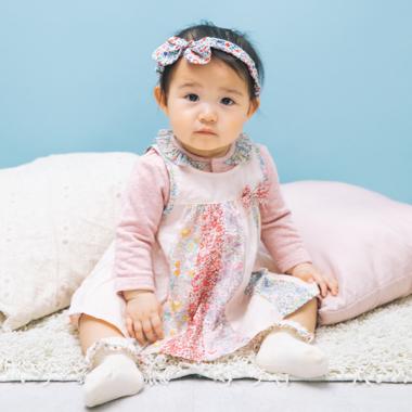 オーガニックコットン リバティプリントパッチワークカバーオール【日本製】