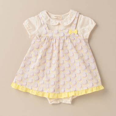 オーガニックコットン ピーコックエプロン付ロンパース【日本製】