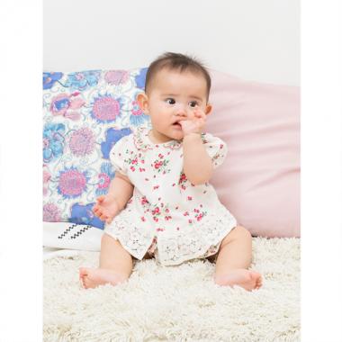 オーガニックコットン ポリジン 野イチゴロンパース【日本製】