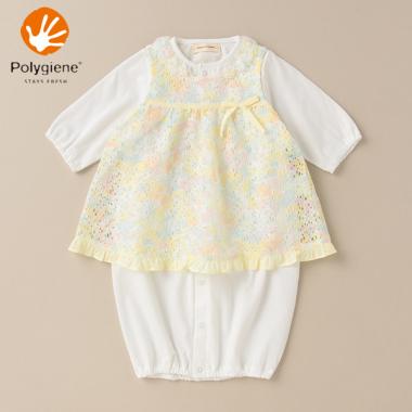 オーガニックコットン ポリジン フラワーレースエプロン付兼用ドレス【日本製】