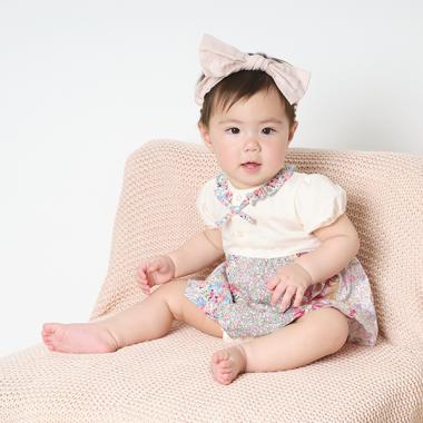 リバティパッチワークロンパース【日本製】