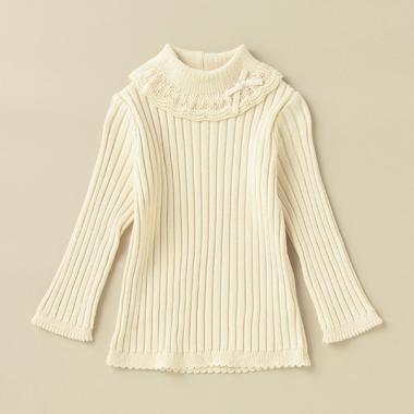 フリル衿リブセーター【日本製】