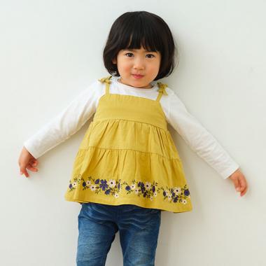 ティアード刺しゅう長袖チュニック