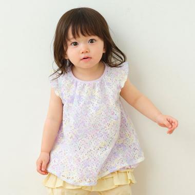 フラワーレース袖無しチュニック【日本製】