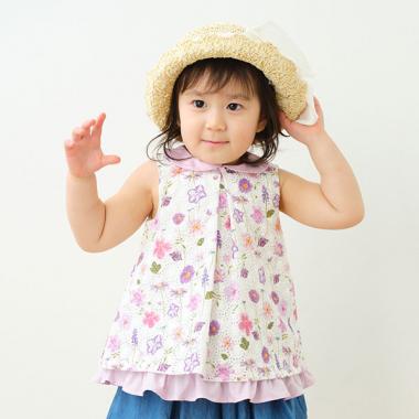 レースフラワープリントチュニック