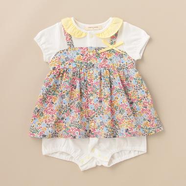 小花柄レイヤードショートオール