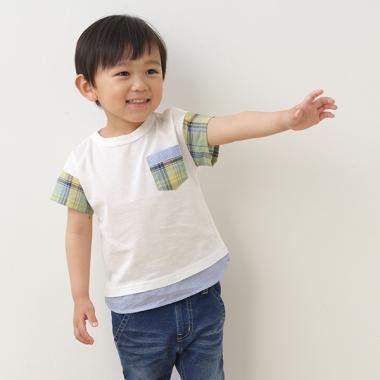 マドラスチェックレイヤードTシャツ【日本製】