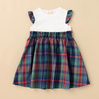 マドラスチェックドッキングワンピース【日本製】