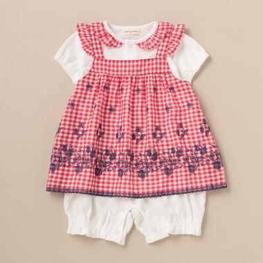 野イチゴレースエプロンつきロンパース【日本製】