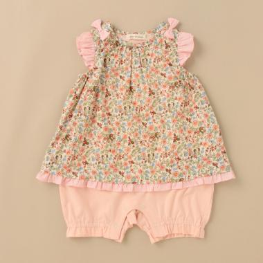 レイヤード風花柄ショートオール