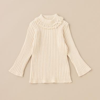 フリル衿リブセーター【日本製】