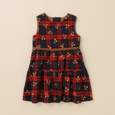 タータンチェックチェリージャンパースカート