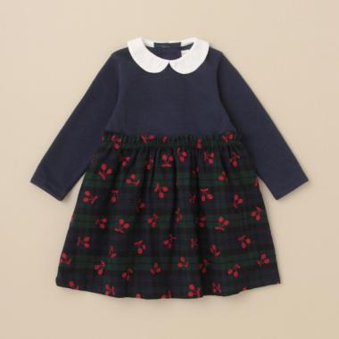 タータンチェックチェリーワンピース