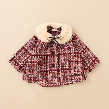 ティペットつきチェックコート