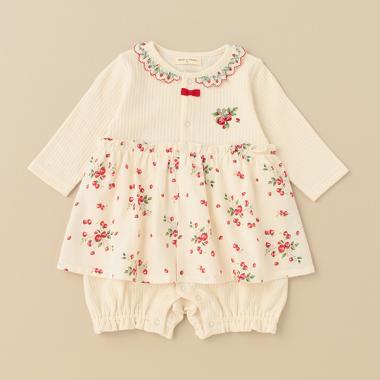 野イチゴ長袖ロンパース【日本製】