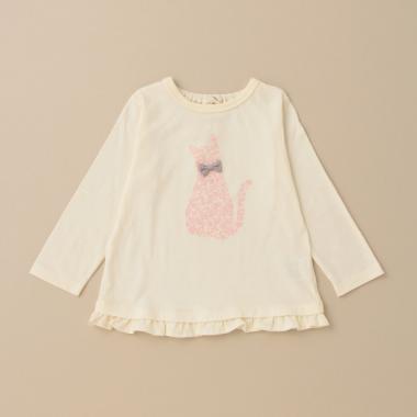 フラワーねこ長袖Tシャツ