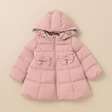 ダウン入りリボンロングコート