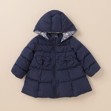 ダウン入りリボンロングコート