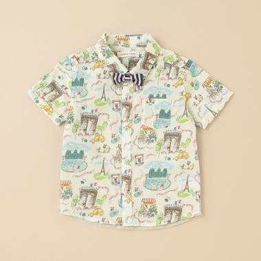 ボンジュール蝶タイつきシャツ【日本製】