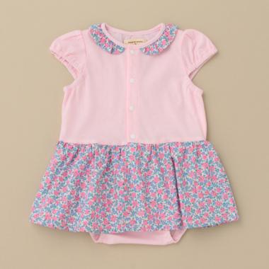 小花柄スカートつきロンパース