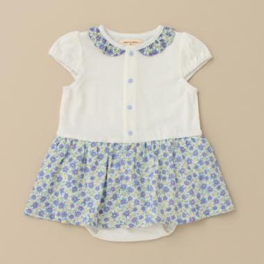 小花柄スカートつきロンパース