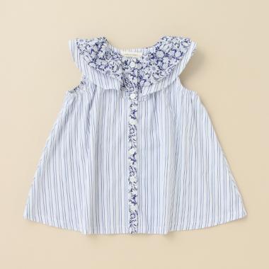 ストライプリバティファブリックフリルチュニック