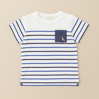 接触冷感パネルボーダーTシャツ