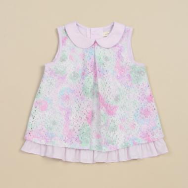 フラワーレース袖無チュニック【日本製】