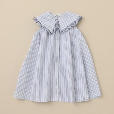 ストライプリバティファブリックフリルワンピース