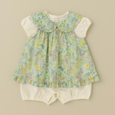 リバティエプロンつきショートオール【日本製】