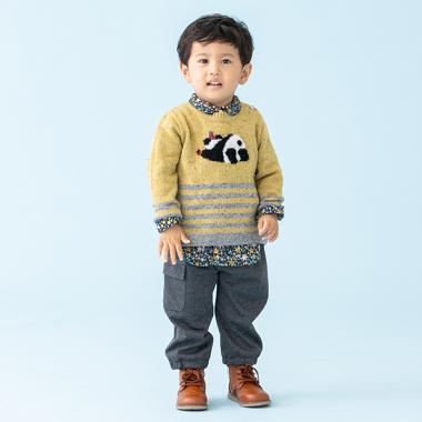 チェックジャカード裾ゴムパンツ