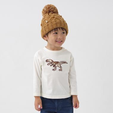 恐竜アップリケ長袖Tシャツ