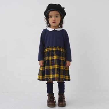 タータンチェックチェリードッキングワンピース