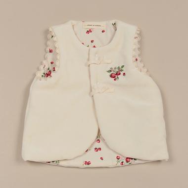 野イチゴ刺しゅうベスト【日本製】