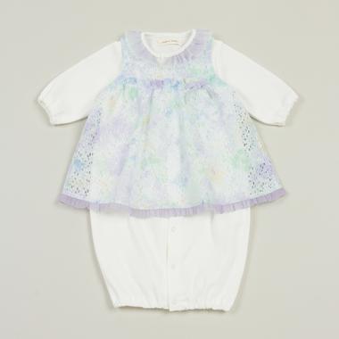 フラワーレースエプロンつき2wayオール【日本製】