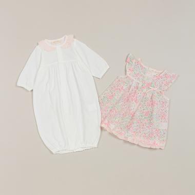 フラワーレースエプロンつき2WAYオール【日本製】