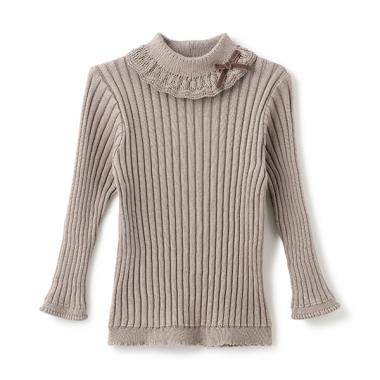 【オーガニック】フリル衿リブセーター