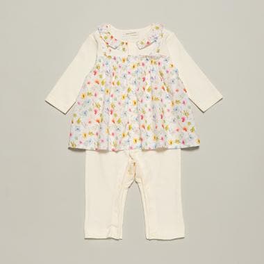 小花柄レイヤードカバーオール