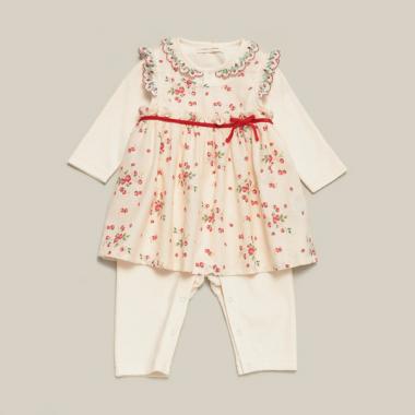 【オーガニック】野イチゴエプロン付カバーオール