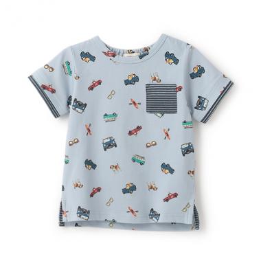 クラシックカー総柄半袖Tシャツ