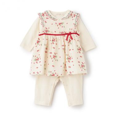 【オーガニック】野イチゴエプロン付カバーオール