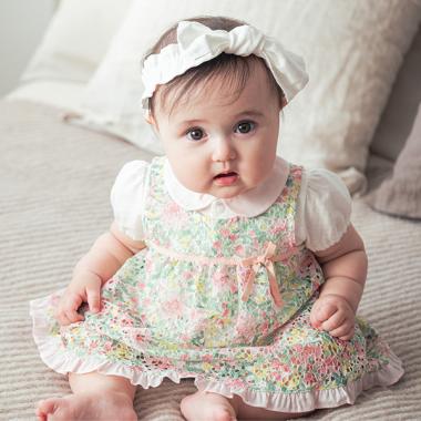 フラワーレースエプロンつきショートオール