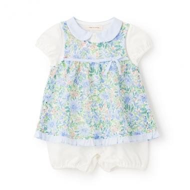 フラワーレースエプロンつきショートオール