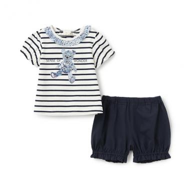 リバティアップリケクマベビースーツ