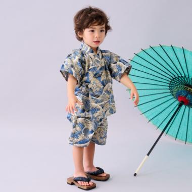 甚平スーツ(波柄)