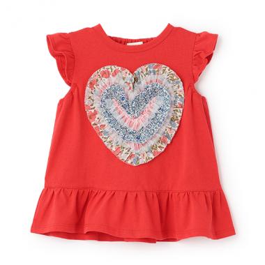 リバティフリルハート袖なしTシャツ