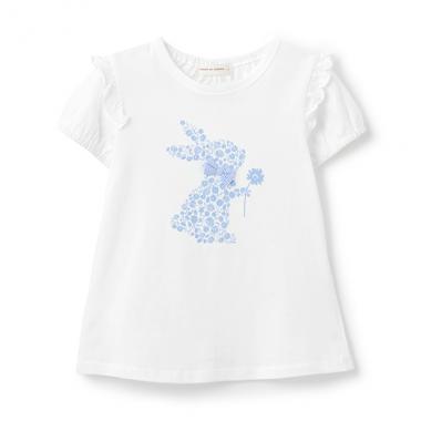 フラワーウサギ半袖Tシャツ