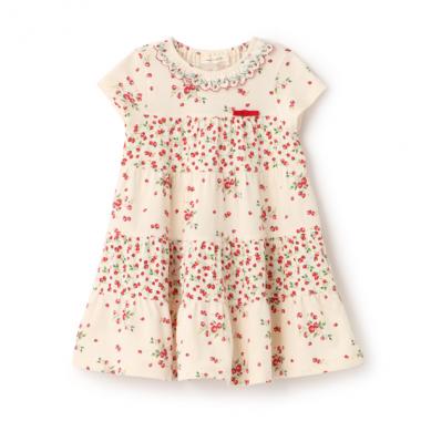 【オーガニック】野イチゴティアードワンピース【日本製】